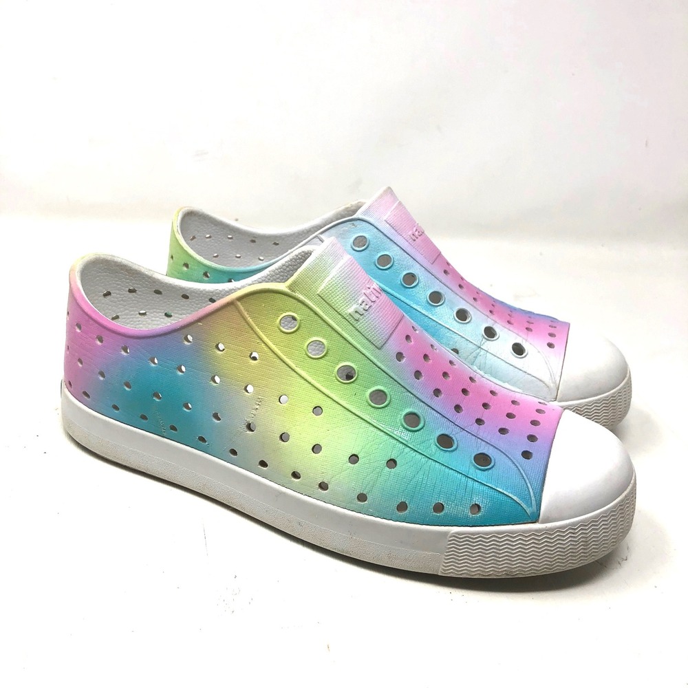 Native Jefferson Shoes J2 Kids Rainbow Ombre Perforated Slip On Sneakers